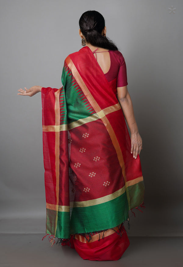 Green  Dupion  Silk Saree-UNM69754