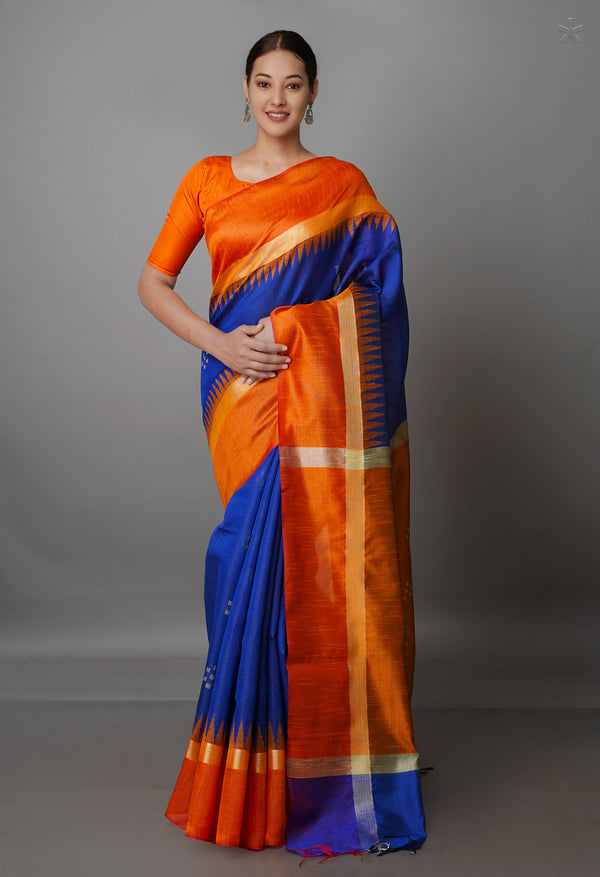 Dark Blue  Dupion  Silk Saree-UNM69755