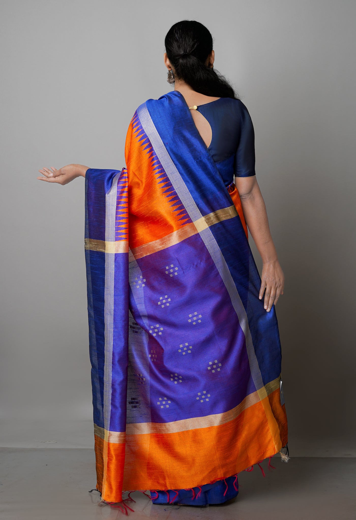 Squash Orange  Dupion  Silk Saree-UNM69757