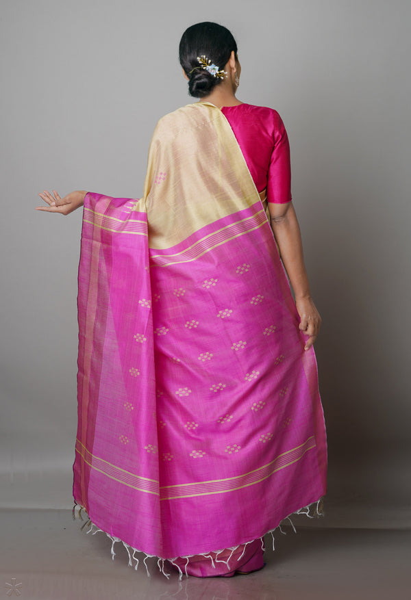 Cream  Dupion  Silk Saree-UNM69759