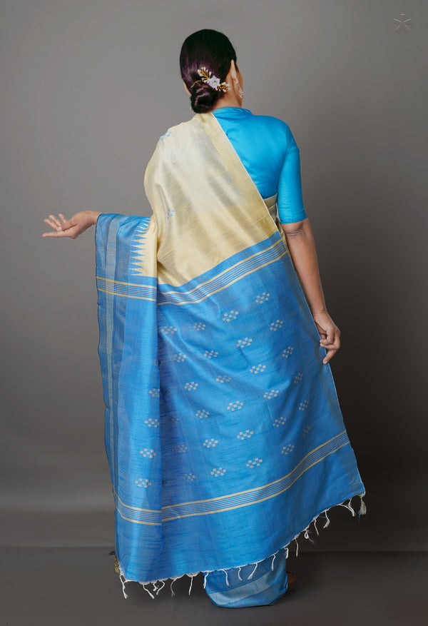 Cream  Dupion  Silk Saree-UNM69760