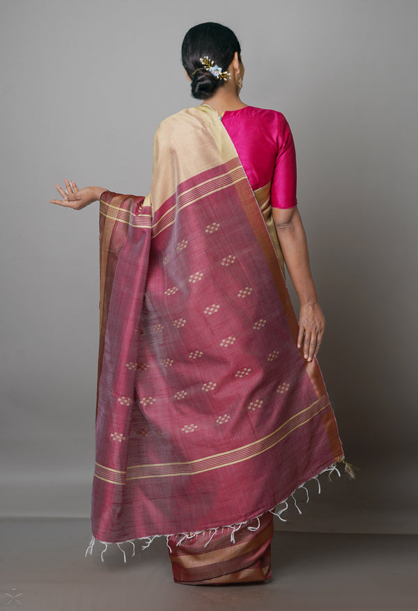 Cream  Dupion  Silk Saree-UNM69761