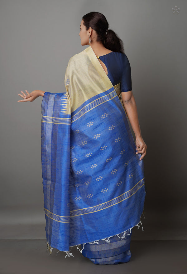 Cream  Dupion  Silk Saree-UNM69763