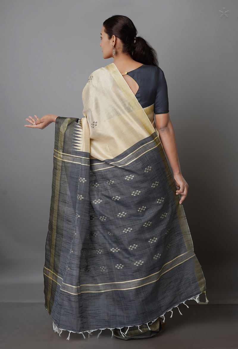 Cream  Dupion  Silk Saree-UNM69764