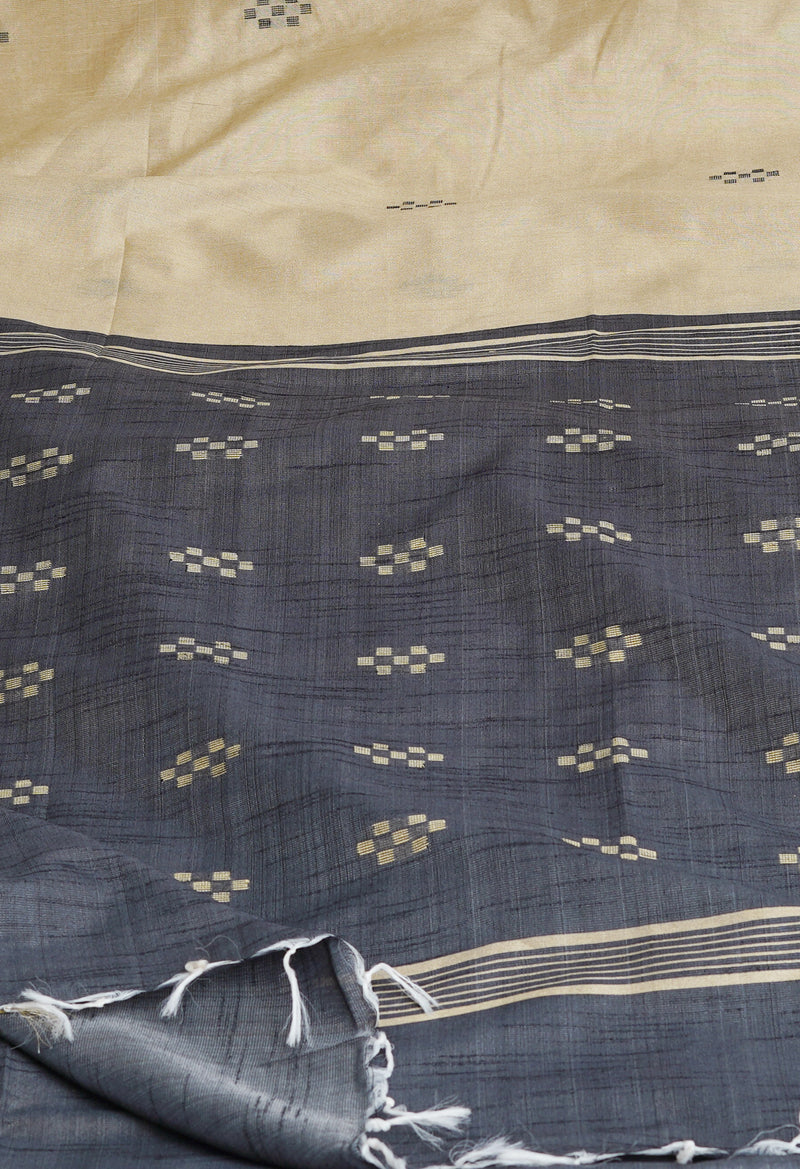 Cream  Dupion  Silk Saree-UNM69764
