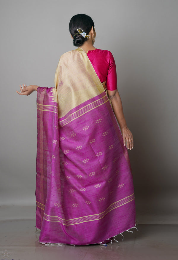 Cream  Dupion  Silk Saree-UNM69766