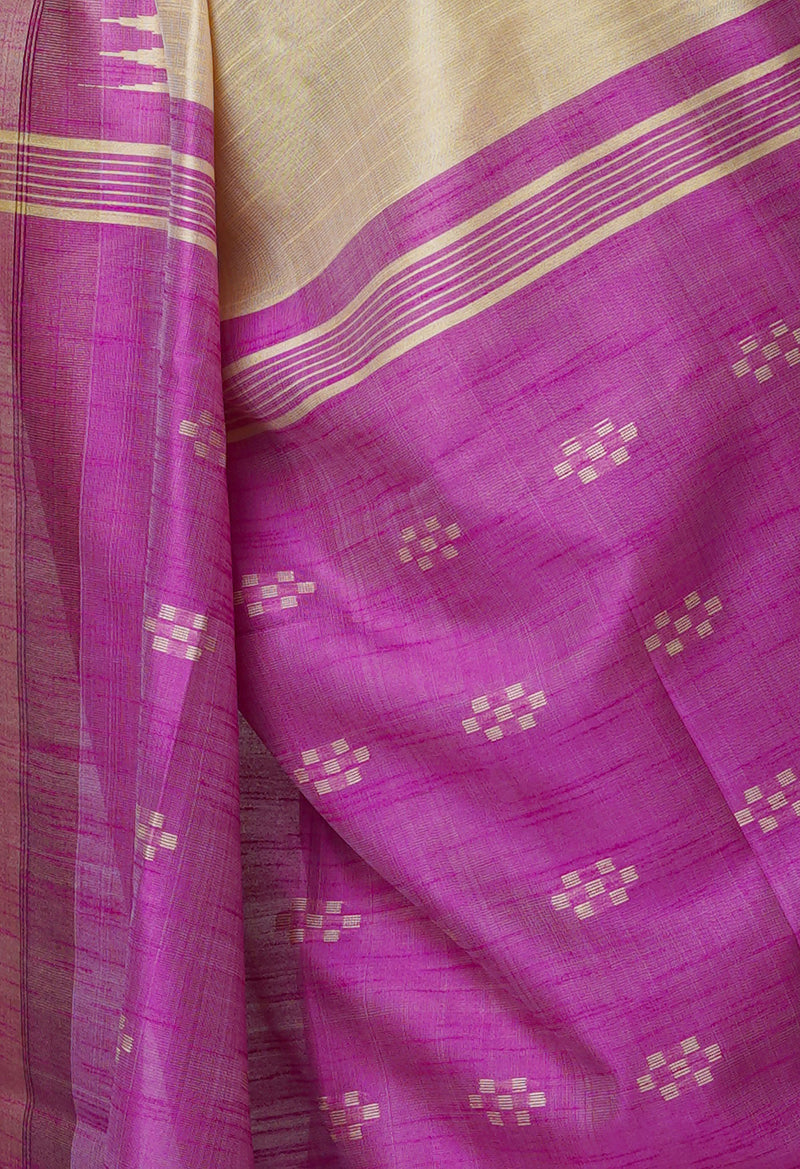 Cream  Dupion  Silk Saree-UNM69766