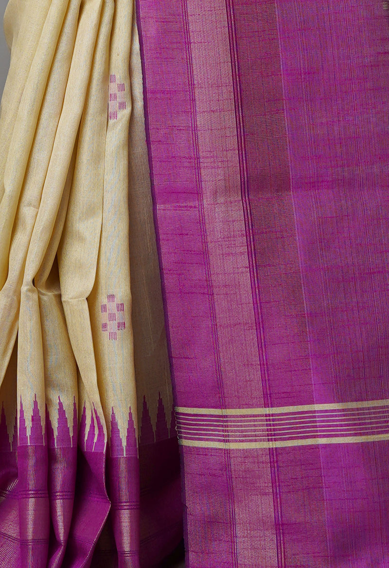 Cream  Dupion  Silk Saree-UNM69766
