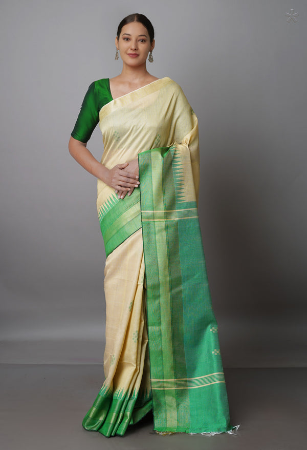 Cream  Dupion  Silk Saree-UNM69767
