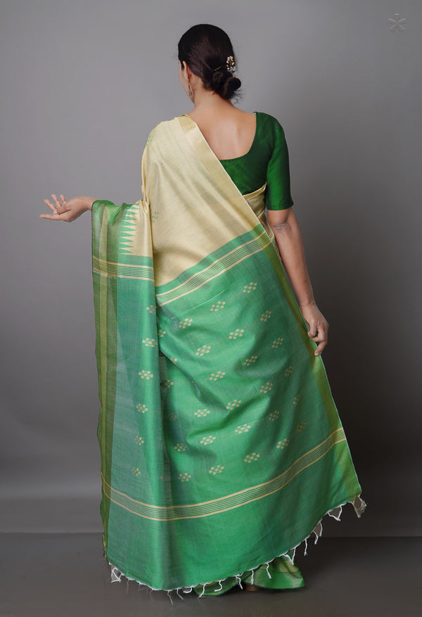Cream  Dupion  Silk Saree-UNM69767