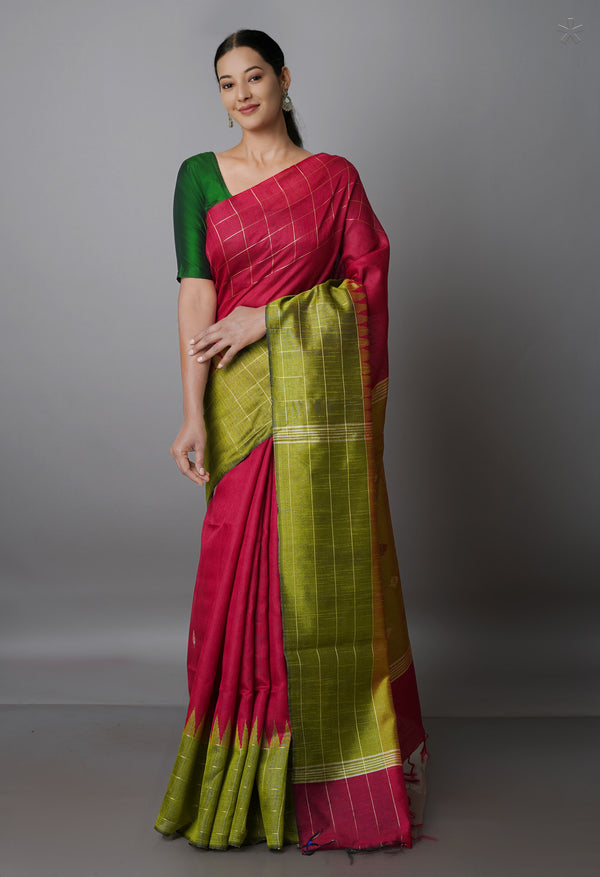 Maroon  Dupion  Silk Saree-UNM69768