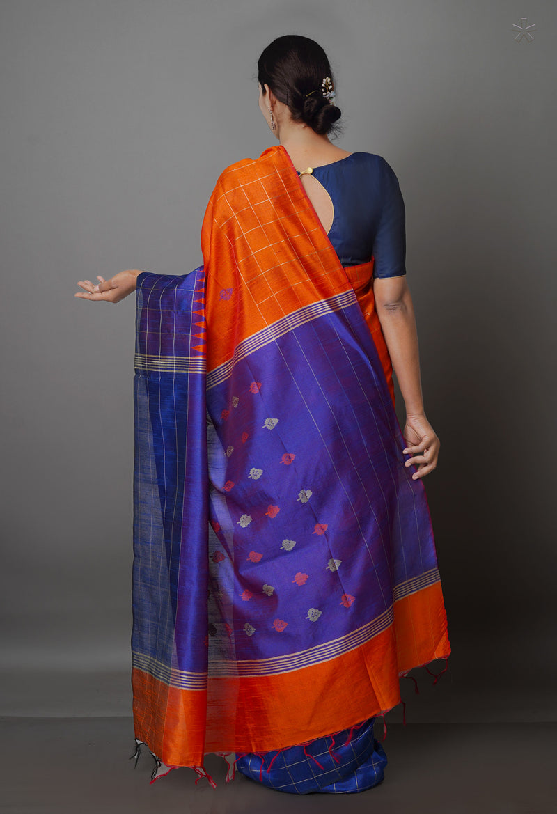 Squash Orange  Dupion  Silk Saree-UNM69770