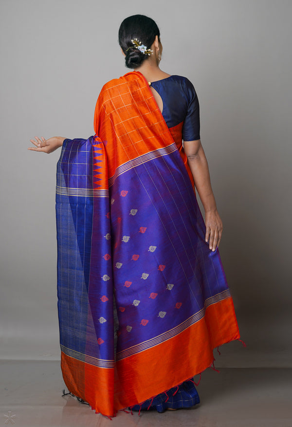 Squash Orange  Dupion  Silk Saree-UNM69774