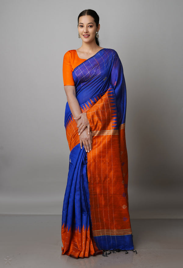 Dark Blue  Dupion  Silk Saree-UNM69776