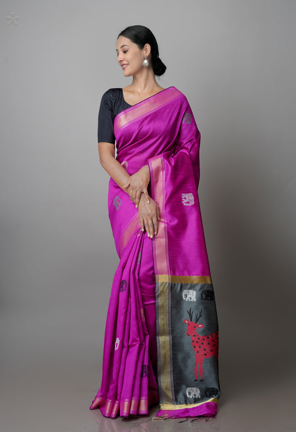 Pink  Dupion  Silk Saree-UNM69782
