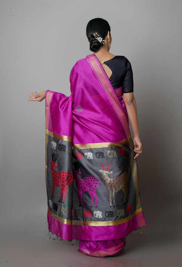 Pink  Dupion  Silk Saree-UNM69782