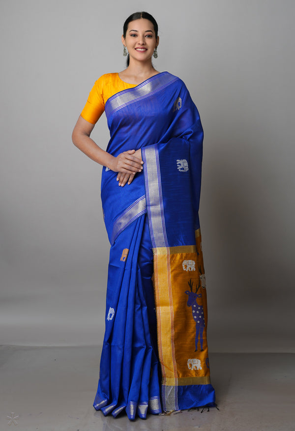 Dark Blue  Dupion  Silk Saree-UNM69783