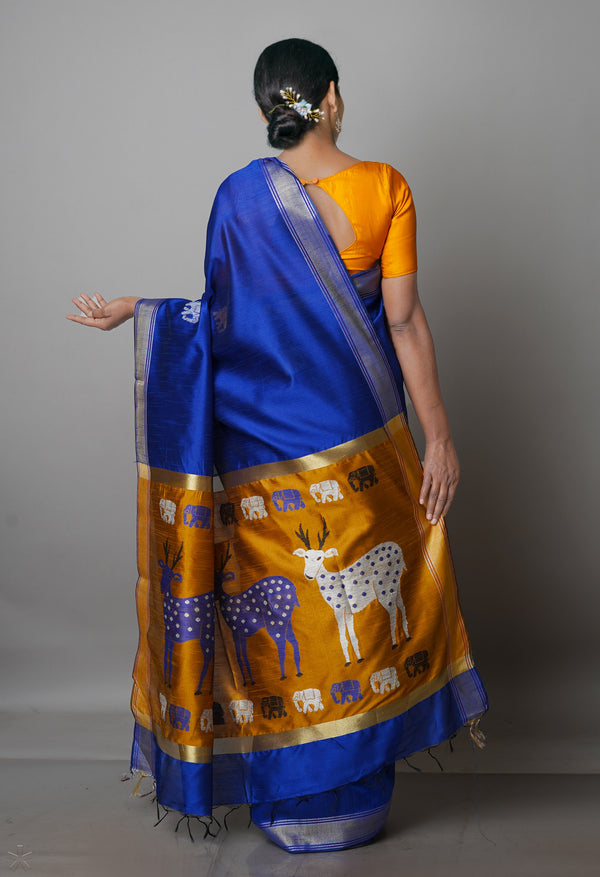Dark Blue  Dupion  Silk Saree-UNM69783