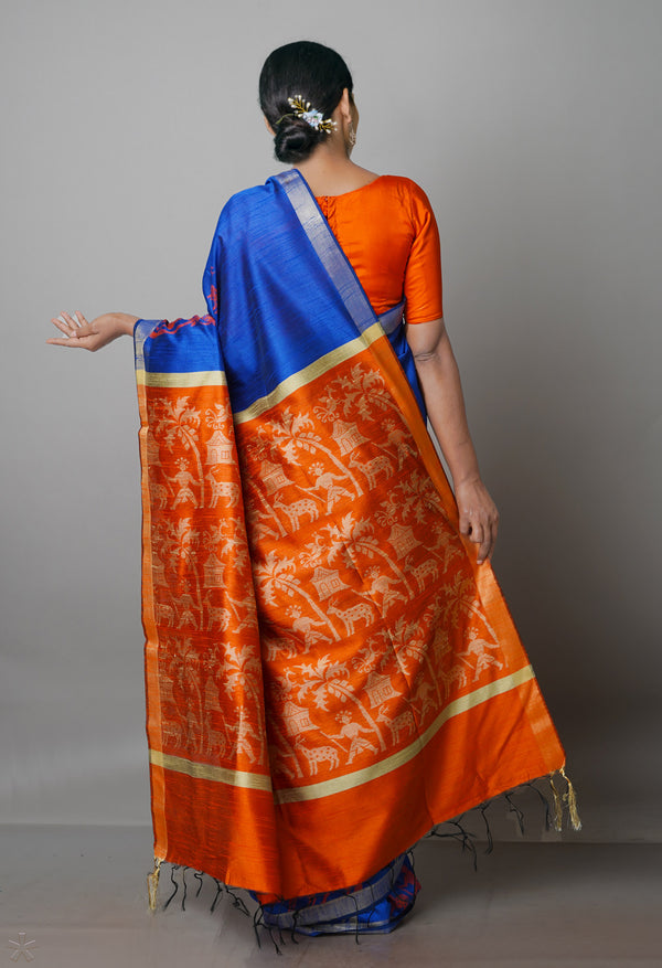 Dark Blue  Dupion  Silk Saree-UNM69789