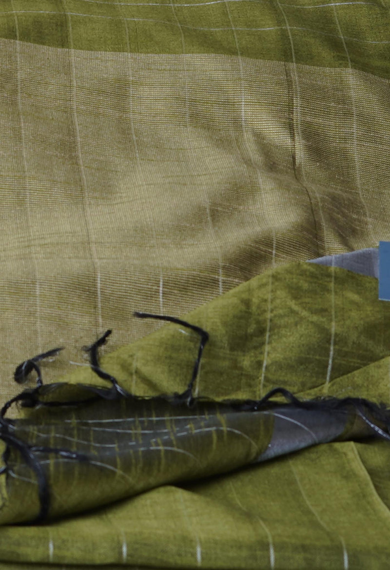 Olive Green  Dupion  Silk Saree-UNM69819