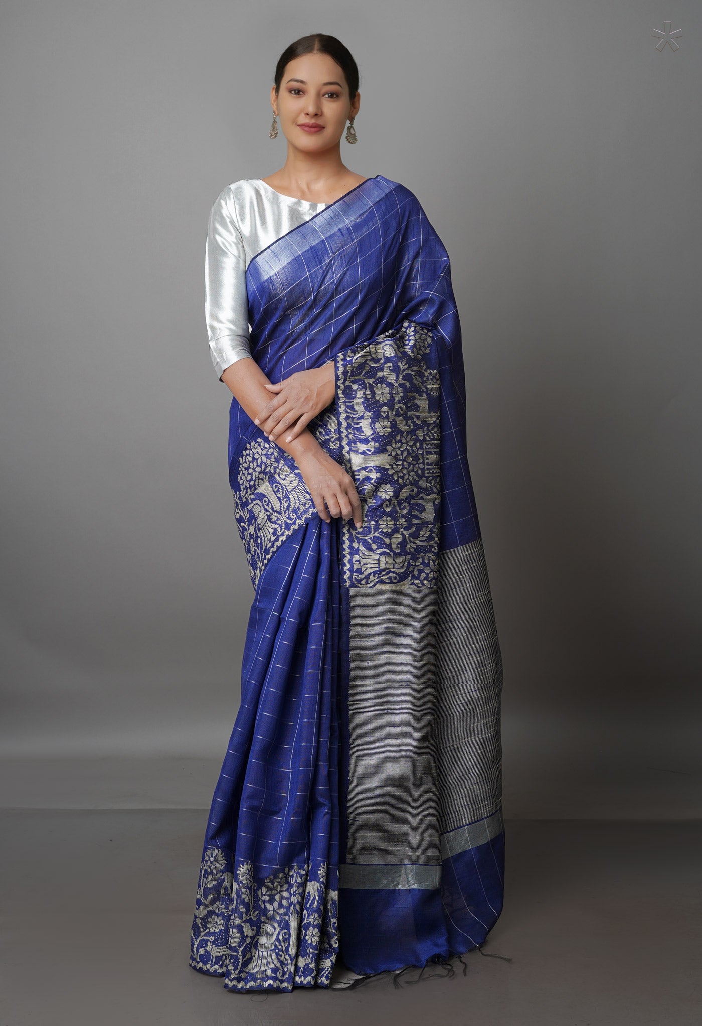 Navy Blue  Dupion  Silk Saree-UNM69821