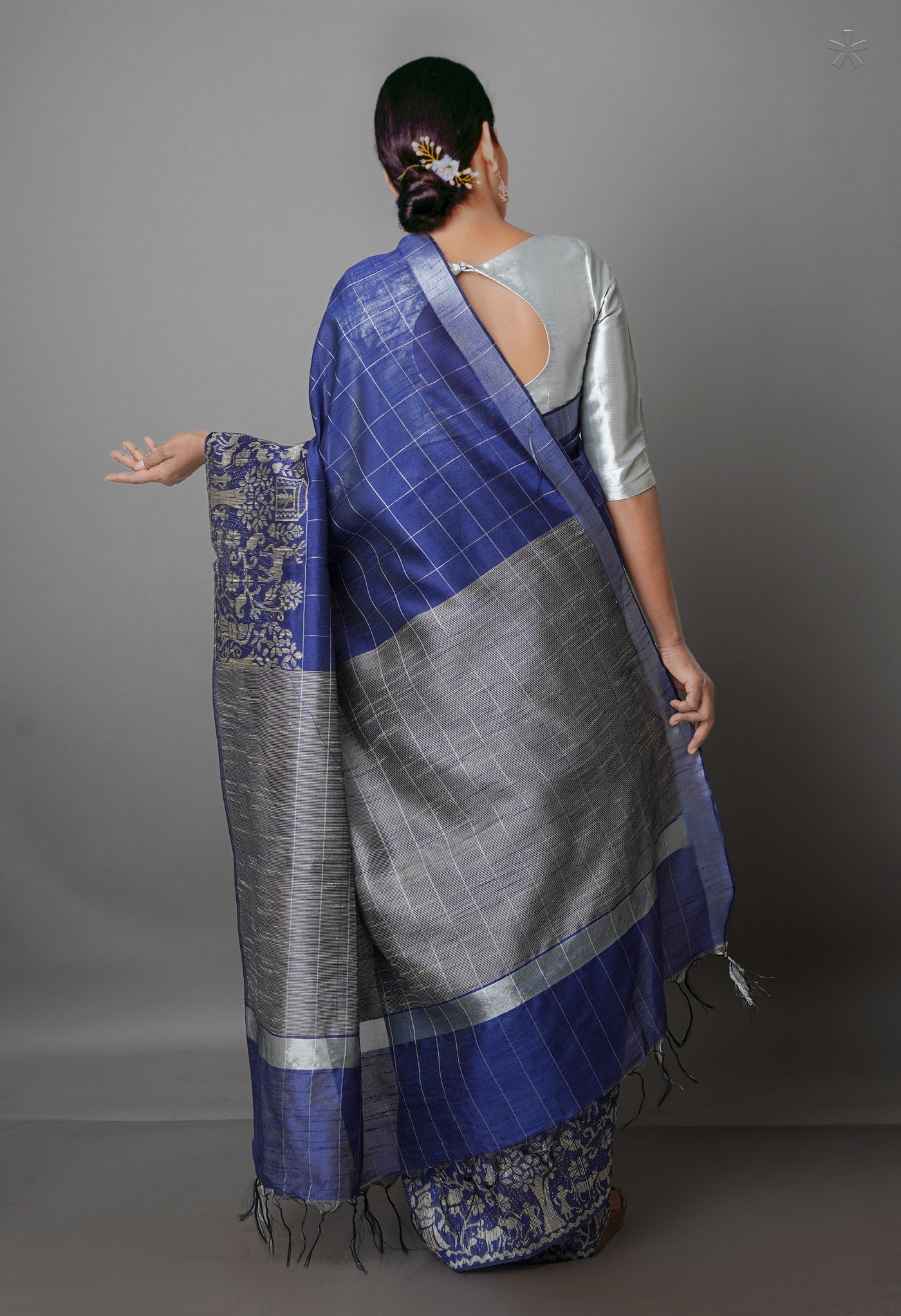 Navy Blue  Dupion  Silk Saree-UNM69821