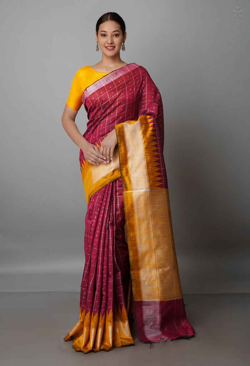 Maroon  Dupion  Silk Saree-UNM69828