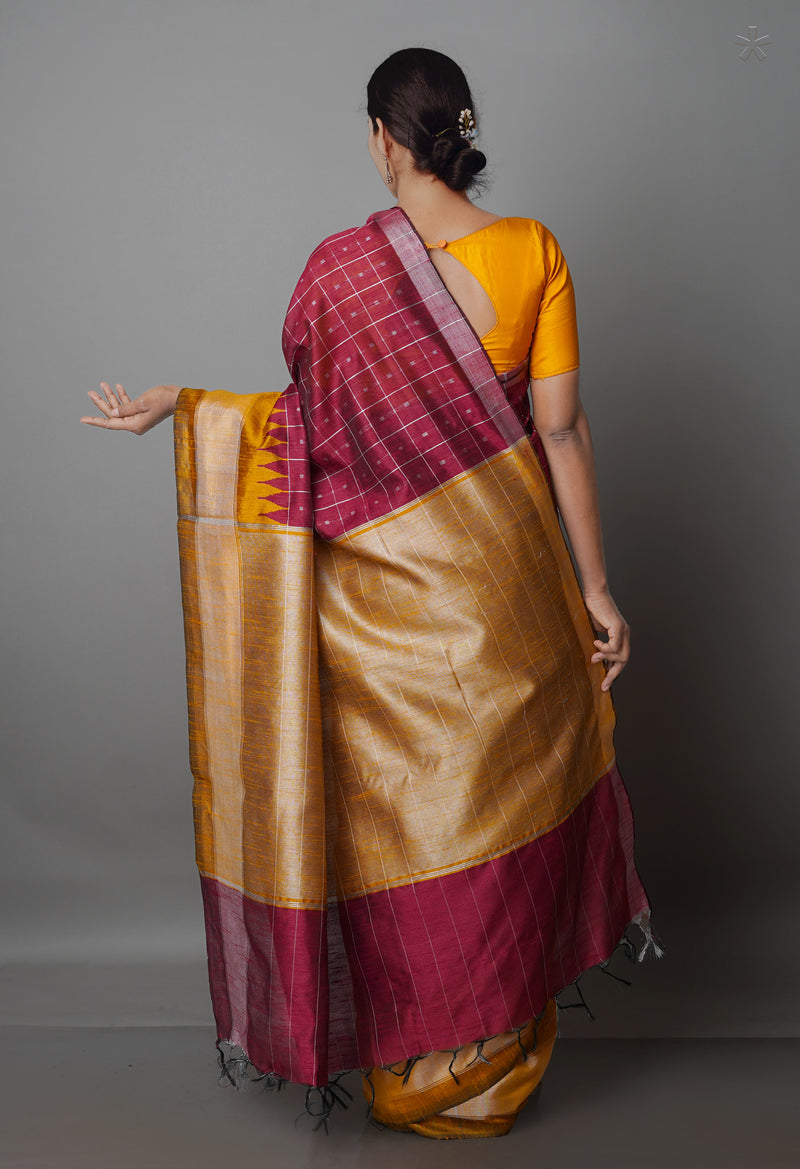 Maroon  Dupion  Silk Saree-UNM69828