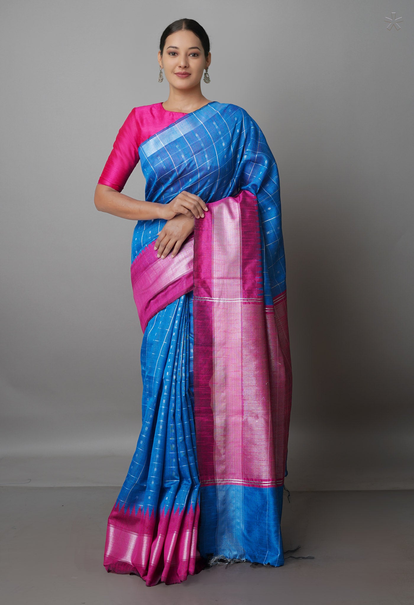 Blue  Dupion  Silk Saree-UNM69831