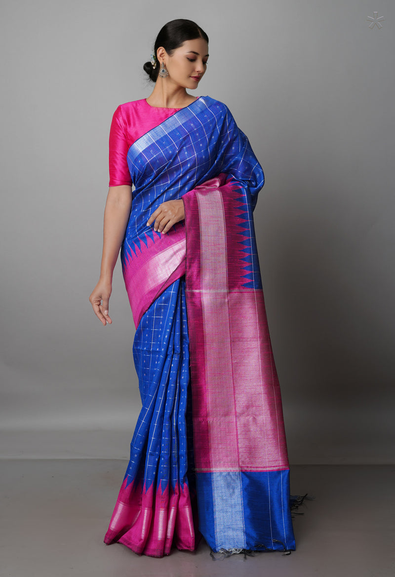 Dark Blue  Dupion  Silk Saree-UNM69832