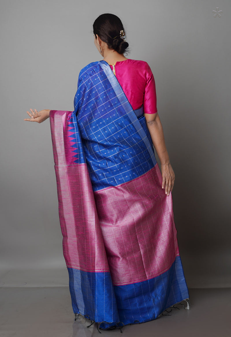 Dark Blue  Dupion  Silk Saree-UNM69832