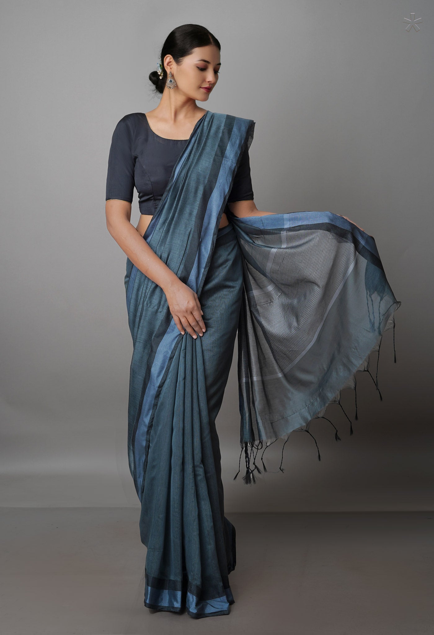 Dark Grey  Chanderi  Sico Saree-UNM69840