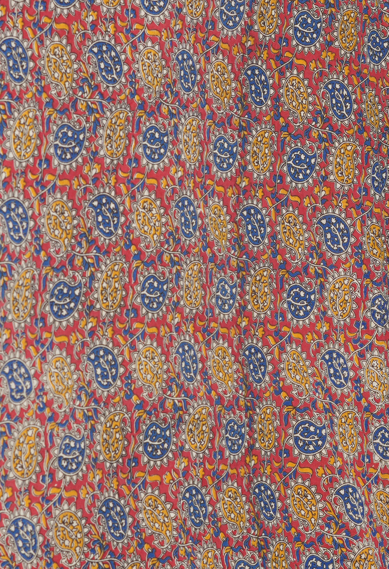 Yellow Pure  Block Printed Kota Cotton Saree With Kalamkari Blouse Piece-UNM69847