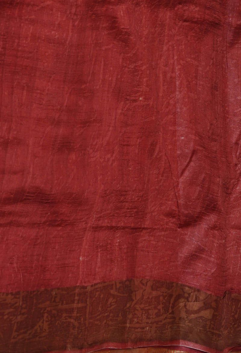 Pale Voilet Pure Handloom Bengal Tussar Kalamkari Printed Silk Saree-UNM69871