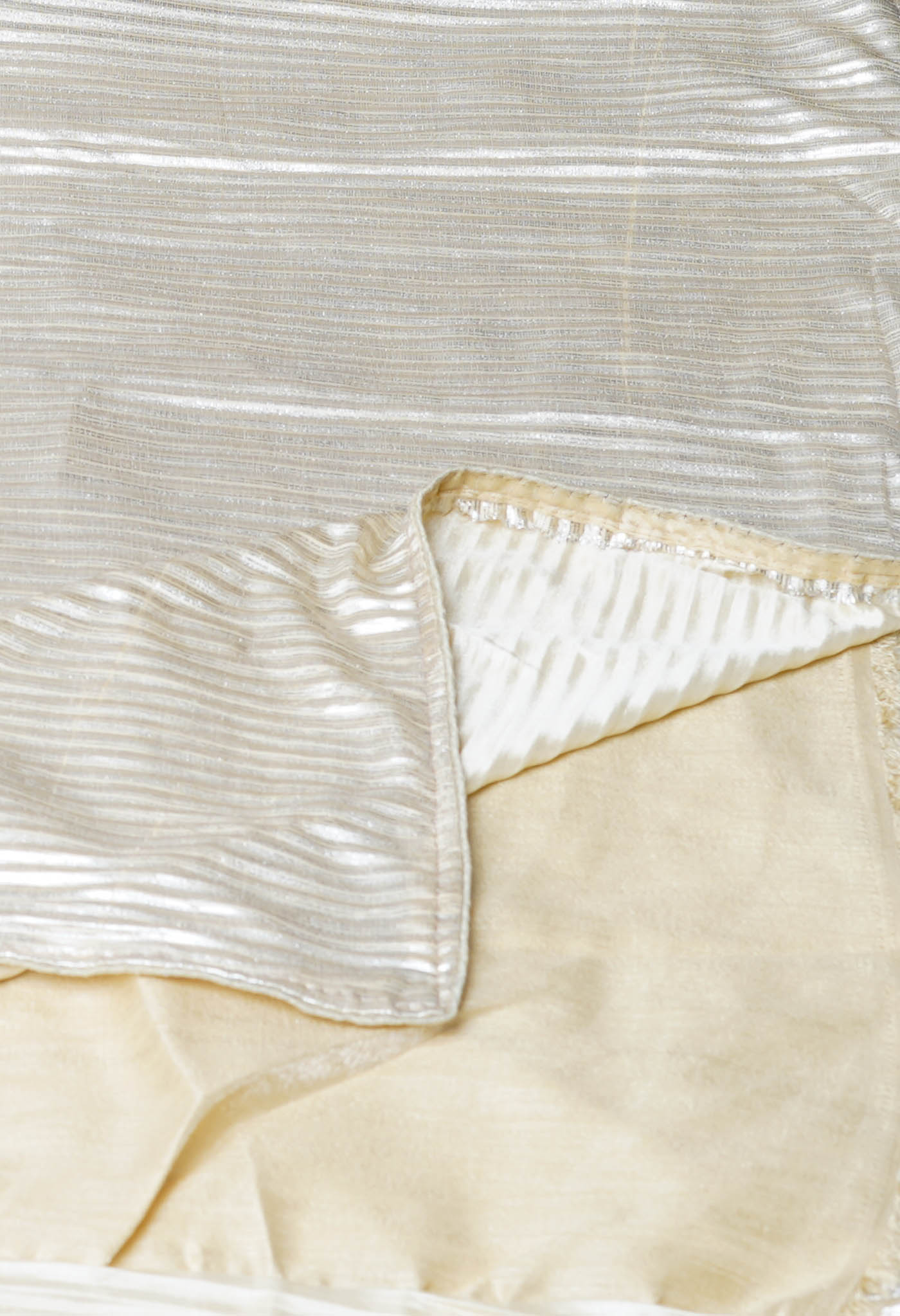 Ivory  Crushed Soft Silk Saree-UNM69888
