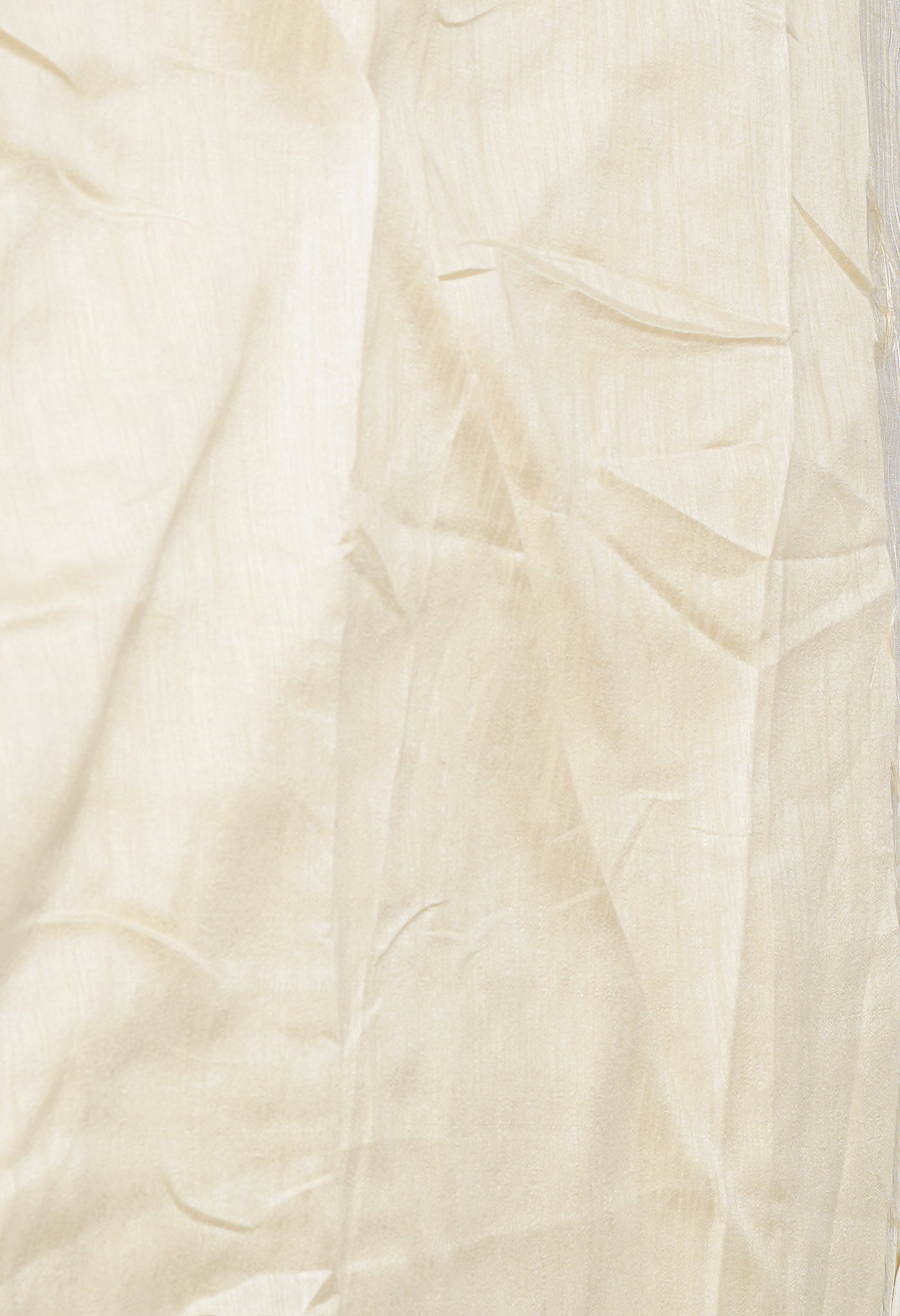 Ivory  Crushed Soft Silk Saree-UNM69888