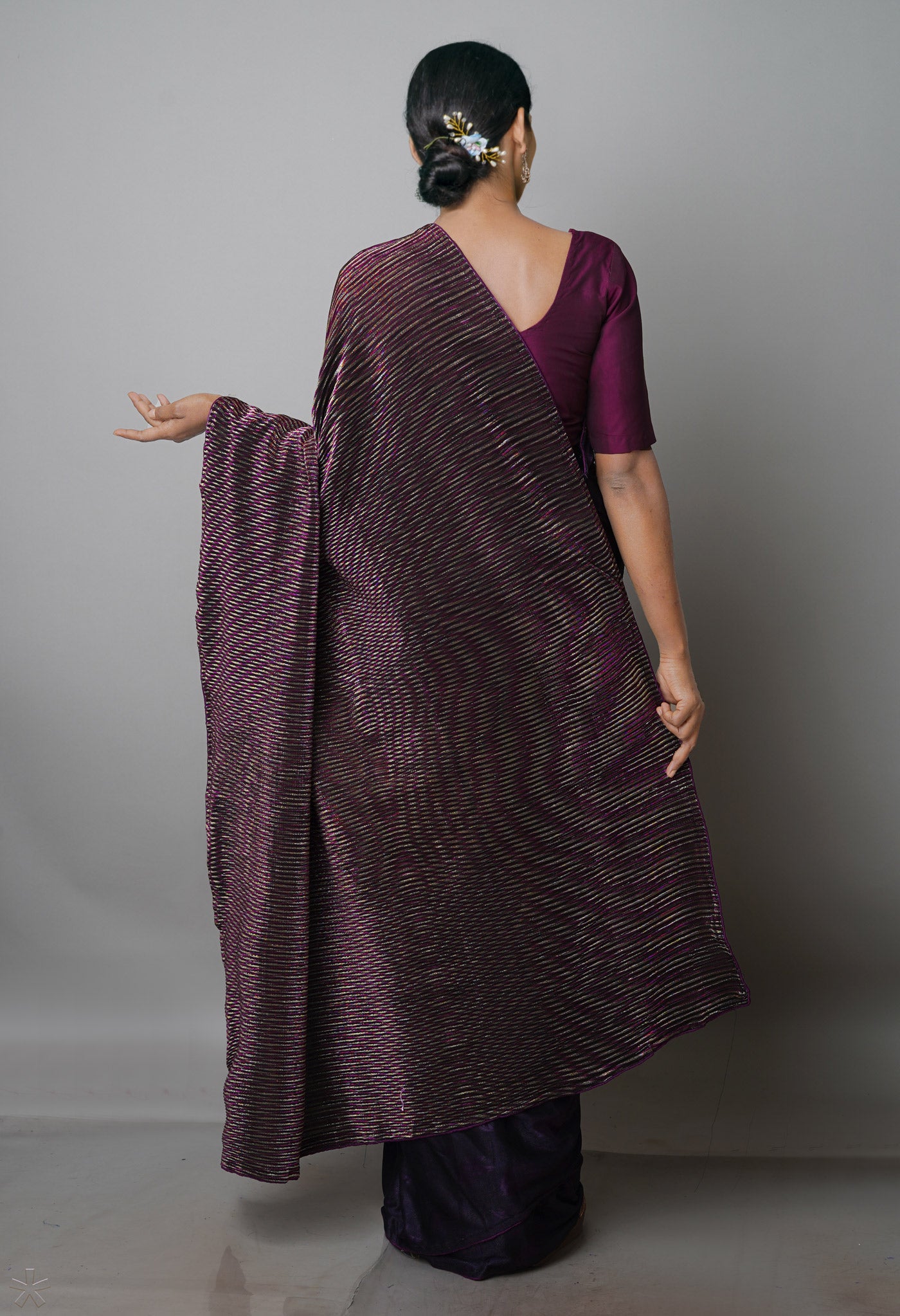 Purple  Crushed Soft Silk Saree-UNM69889