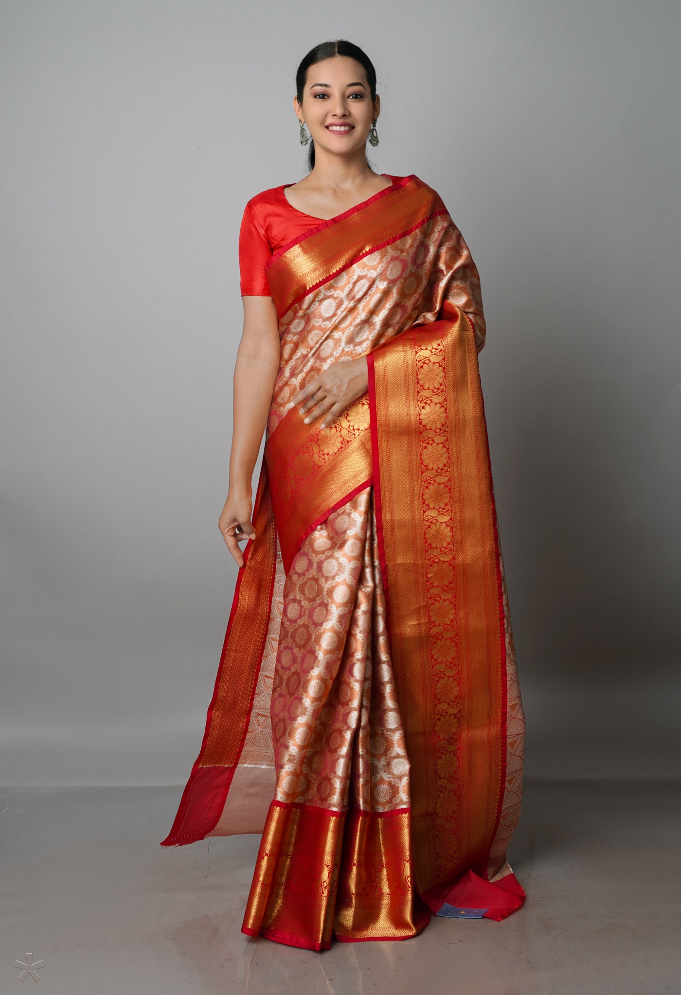 Peach-Multi  Fancy Banarasi Silk Saree-UNM69892