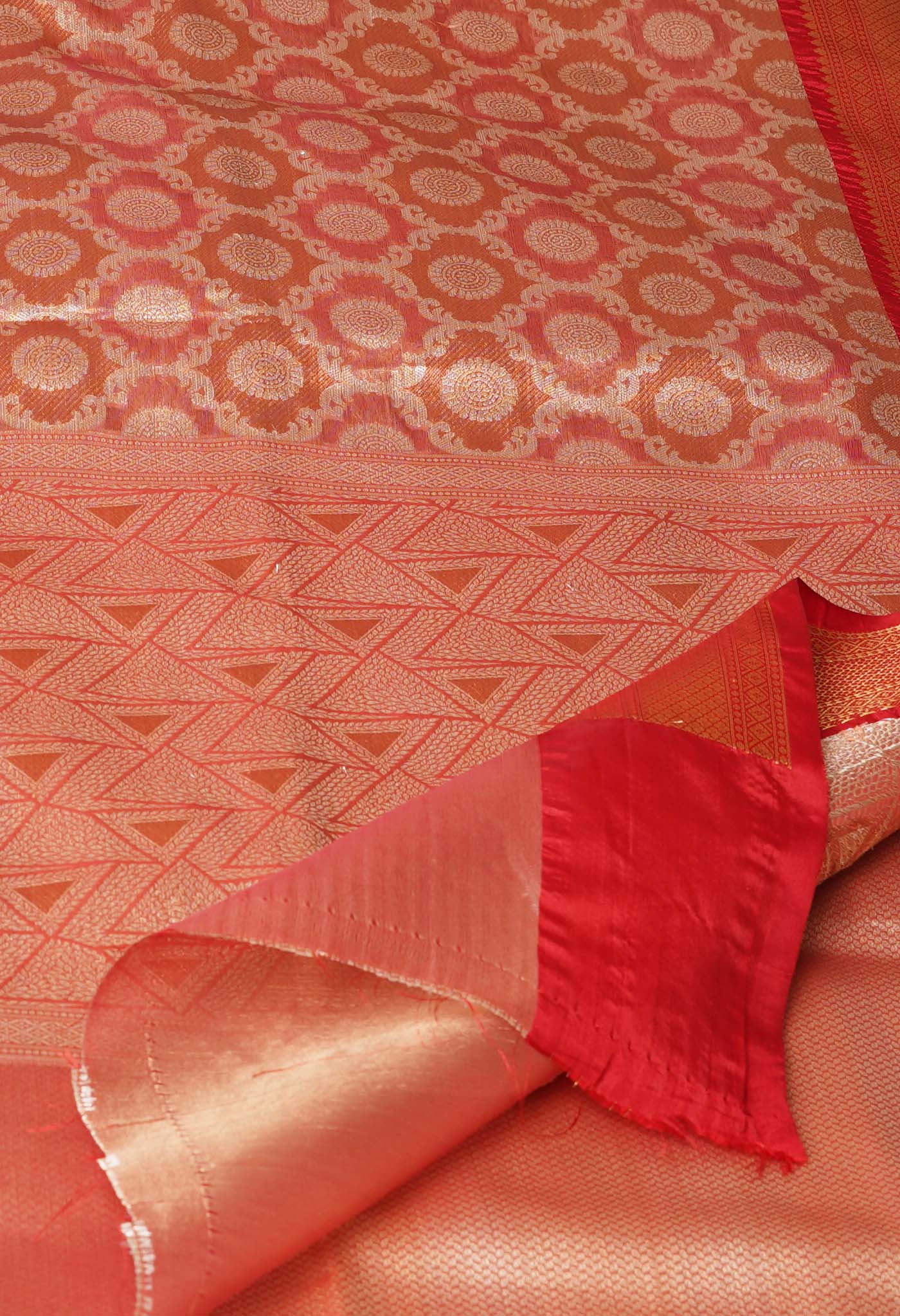 Peach-Multi  Fancy Banarasi Silk Saree-UNM69892