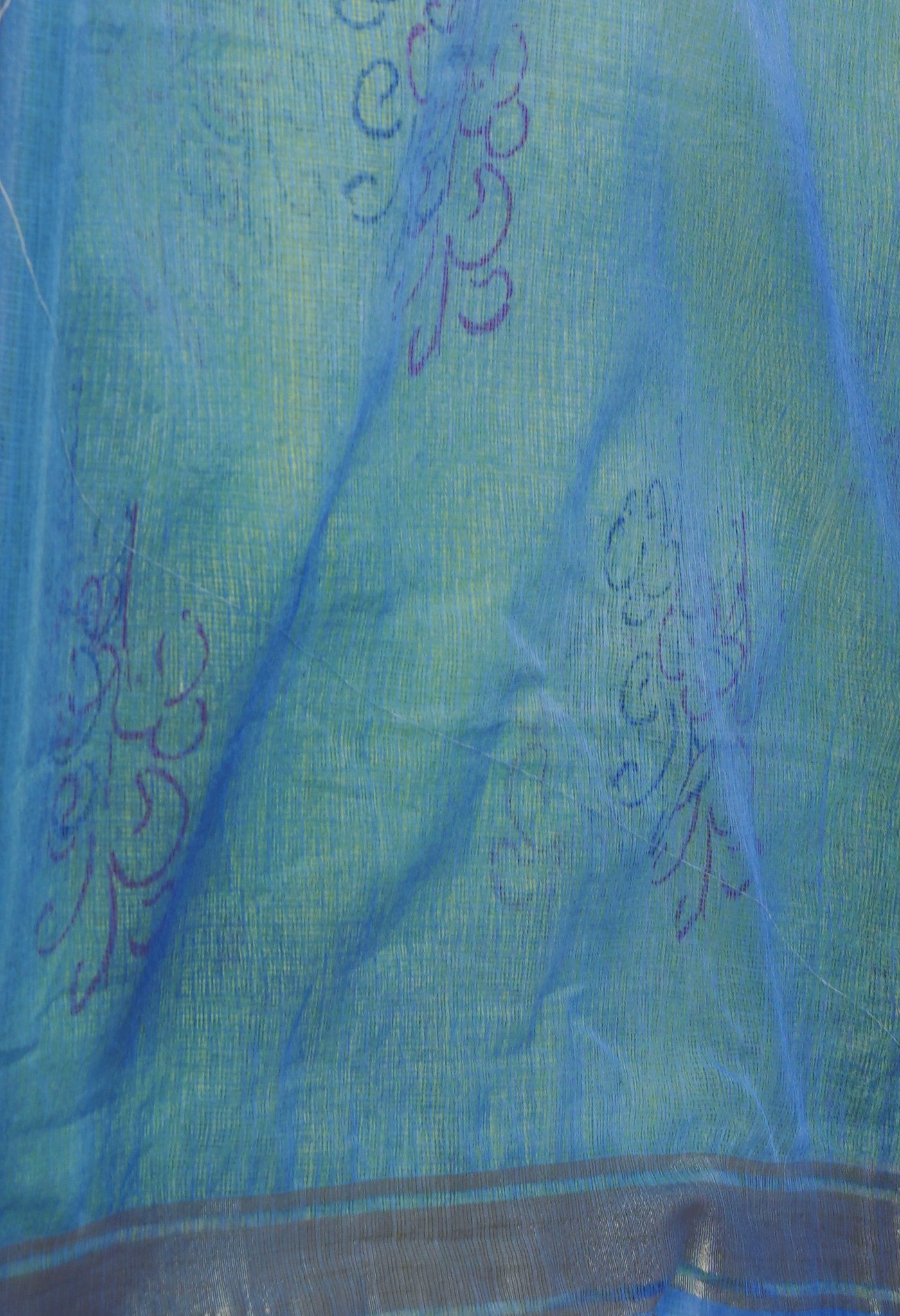 Parrot Green Pure  Block Printed Kota Cotton Saree-UNM69910