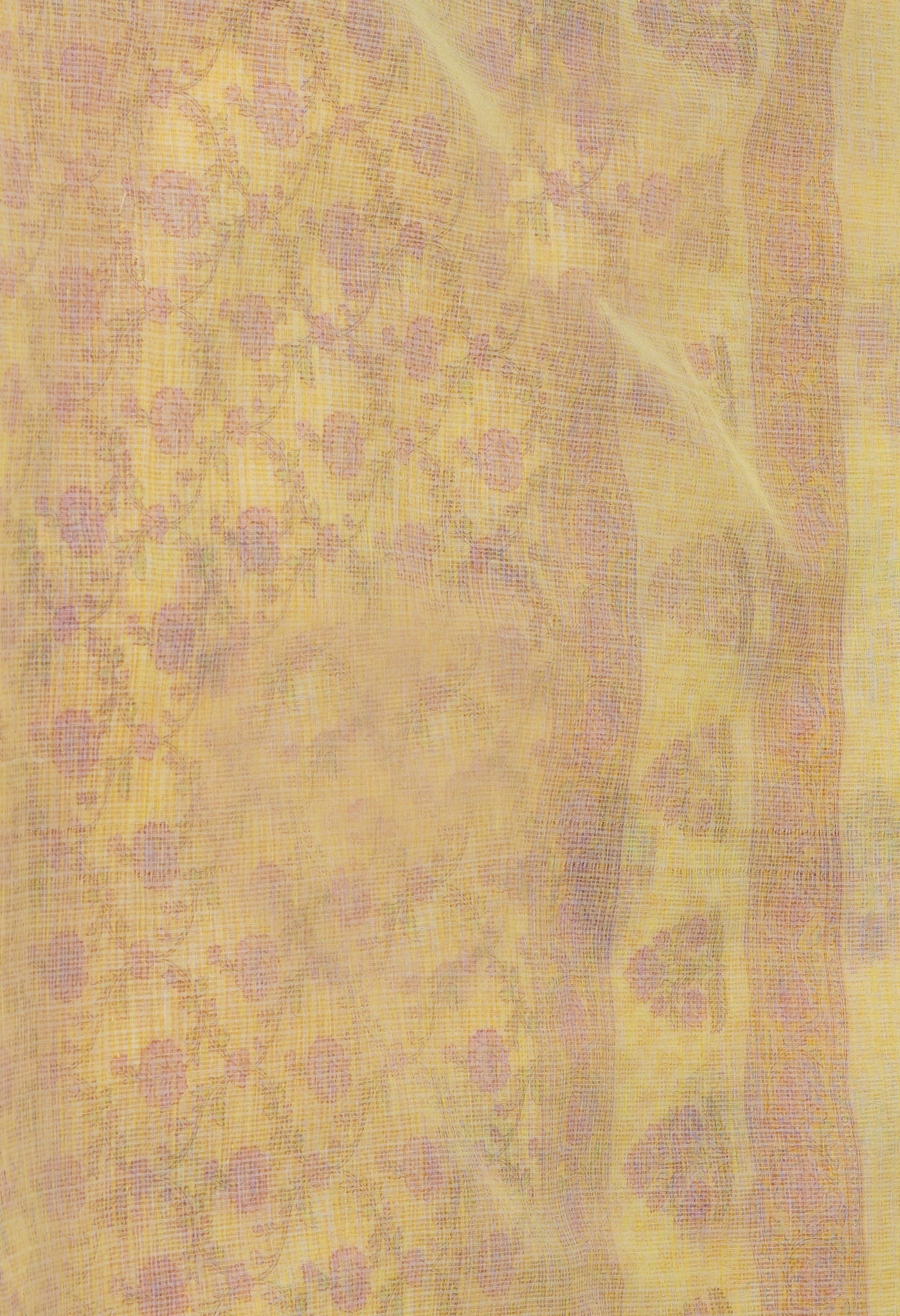 Pale Yellow Pure  Block Printed Kota Cotton Saree-UNM69920