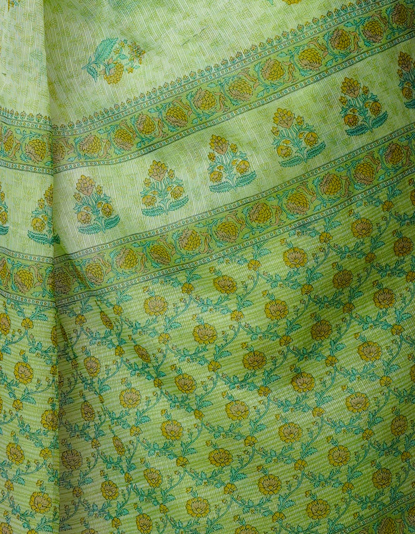 Green Pure  Block Printed Kota Cotton Saree-UNM69927