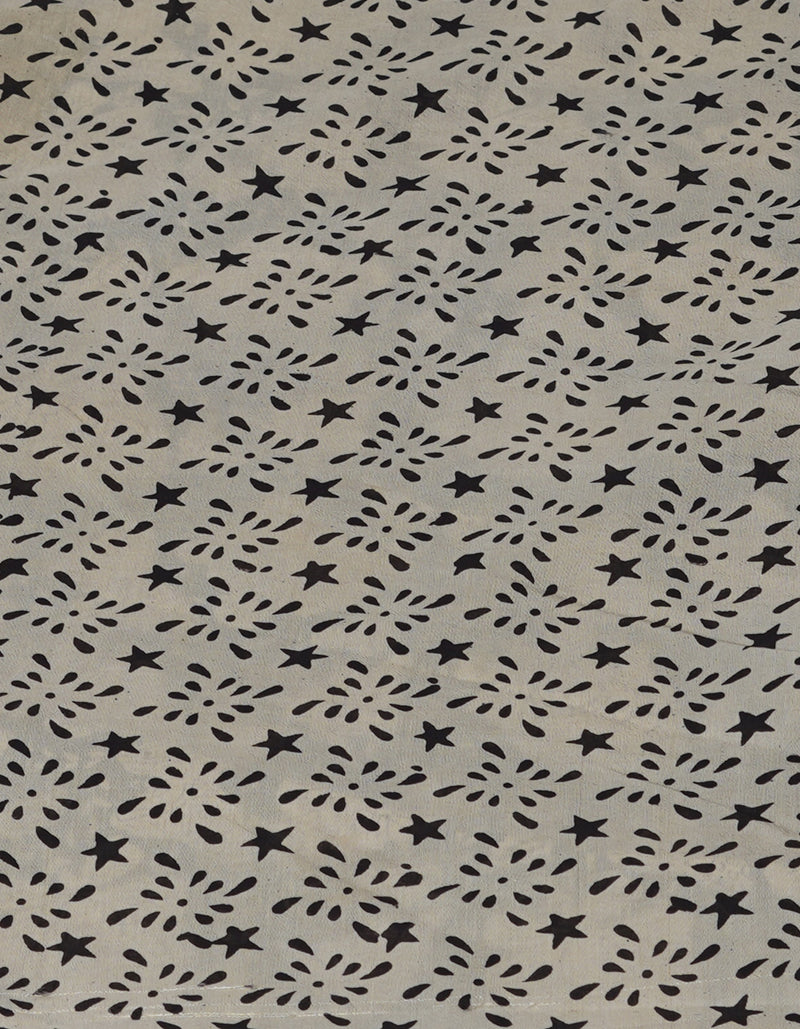 Black-Cream Pure  Preet Bagru Chanderi Sico Saree-UNM69980