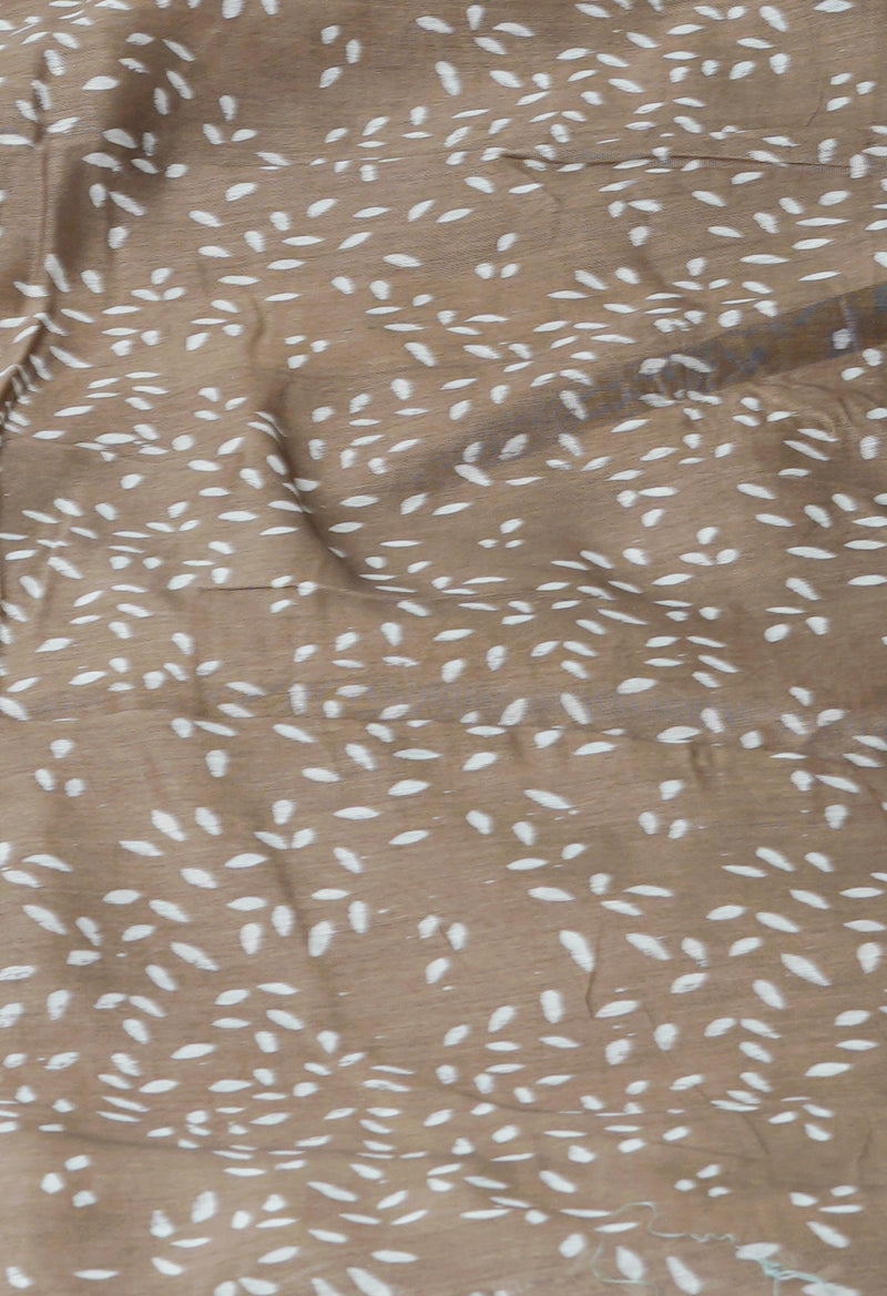 Pale Brown Pure  Block Printed Chanderi Sico Saree-UNM69987