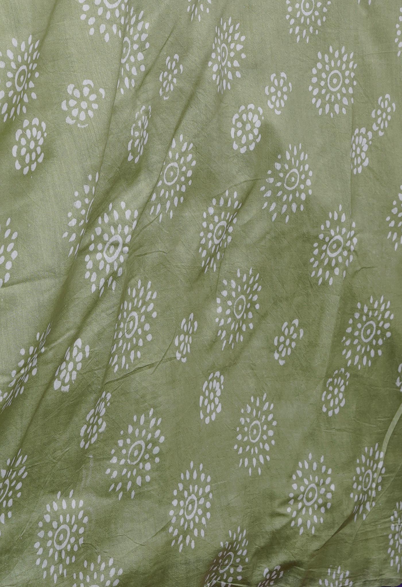 Pale Green Pure  Block Printed Chanderi Sico Saree-UNM69994