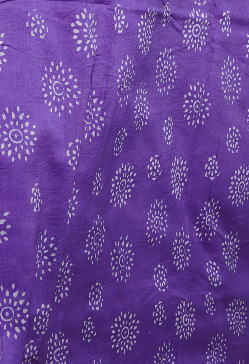 Violet Pure  Block Printed Chanderi Sico Saree-UNM69998