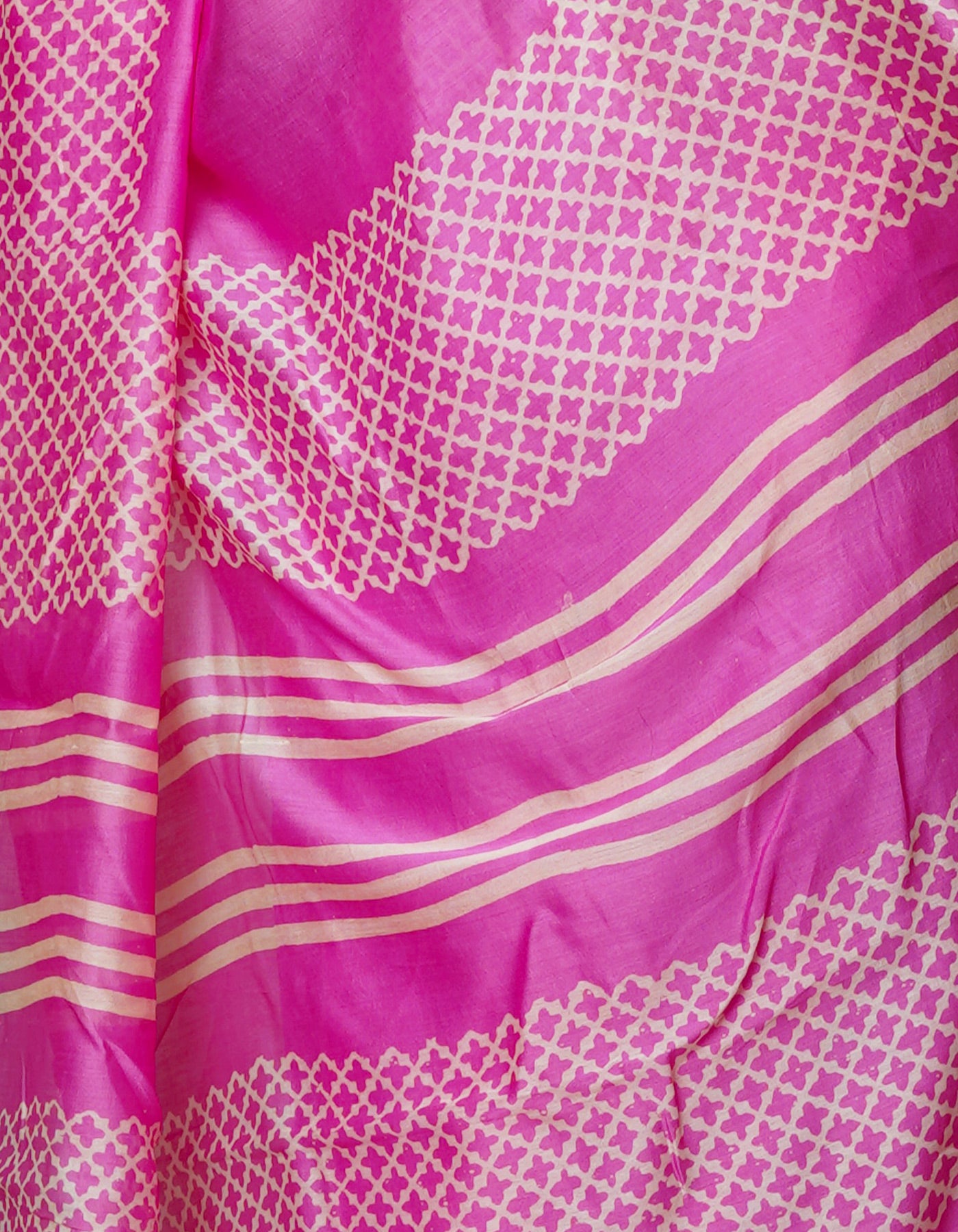 Pink Pure Block Printed Chanderi Sico Saree