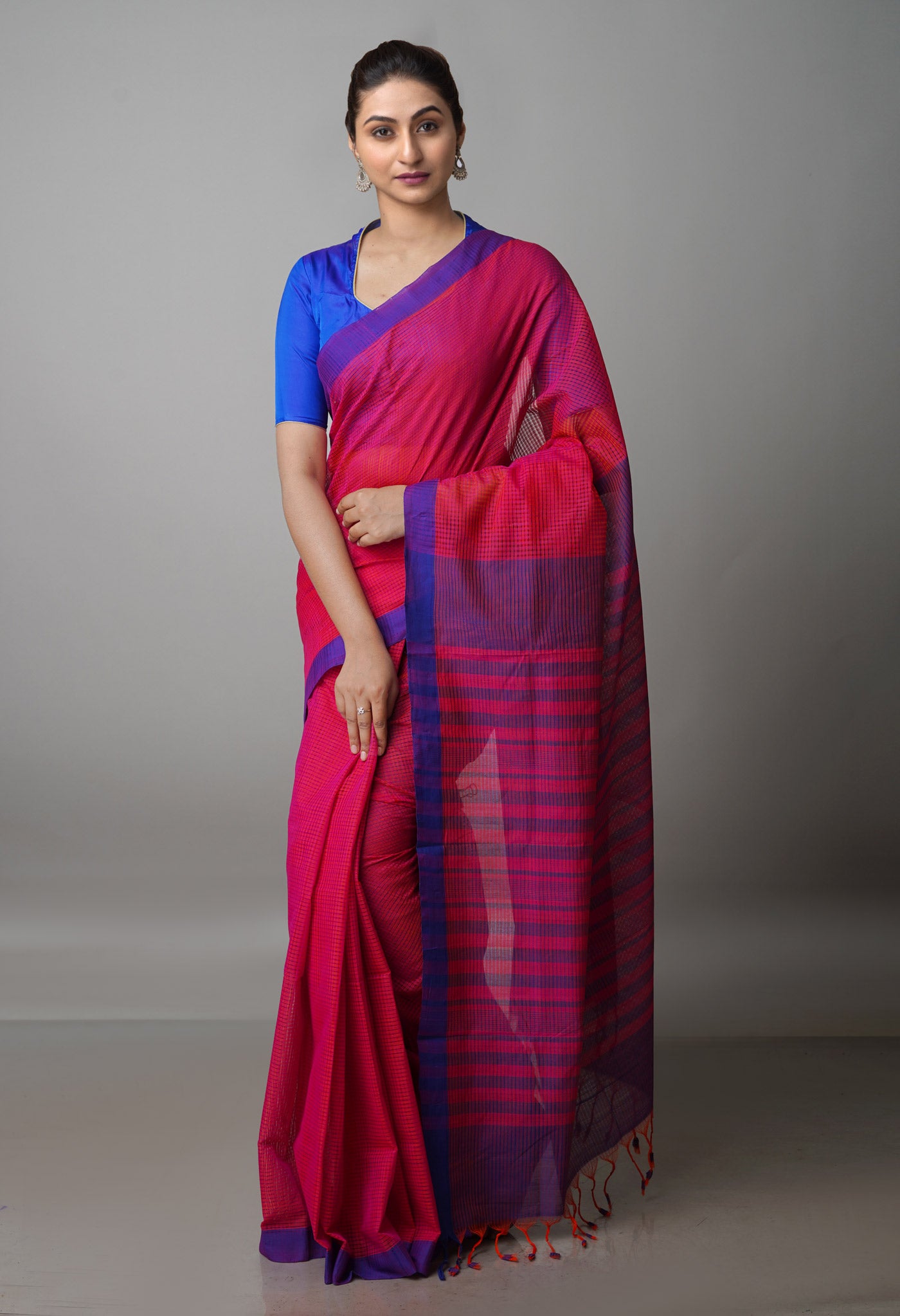 Pink Pure Handloom Mangalagiri Cotton Saree