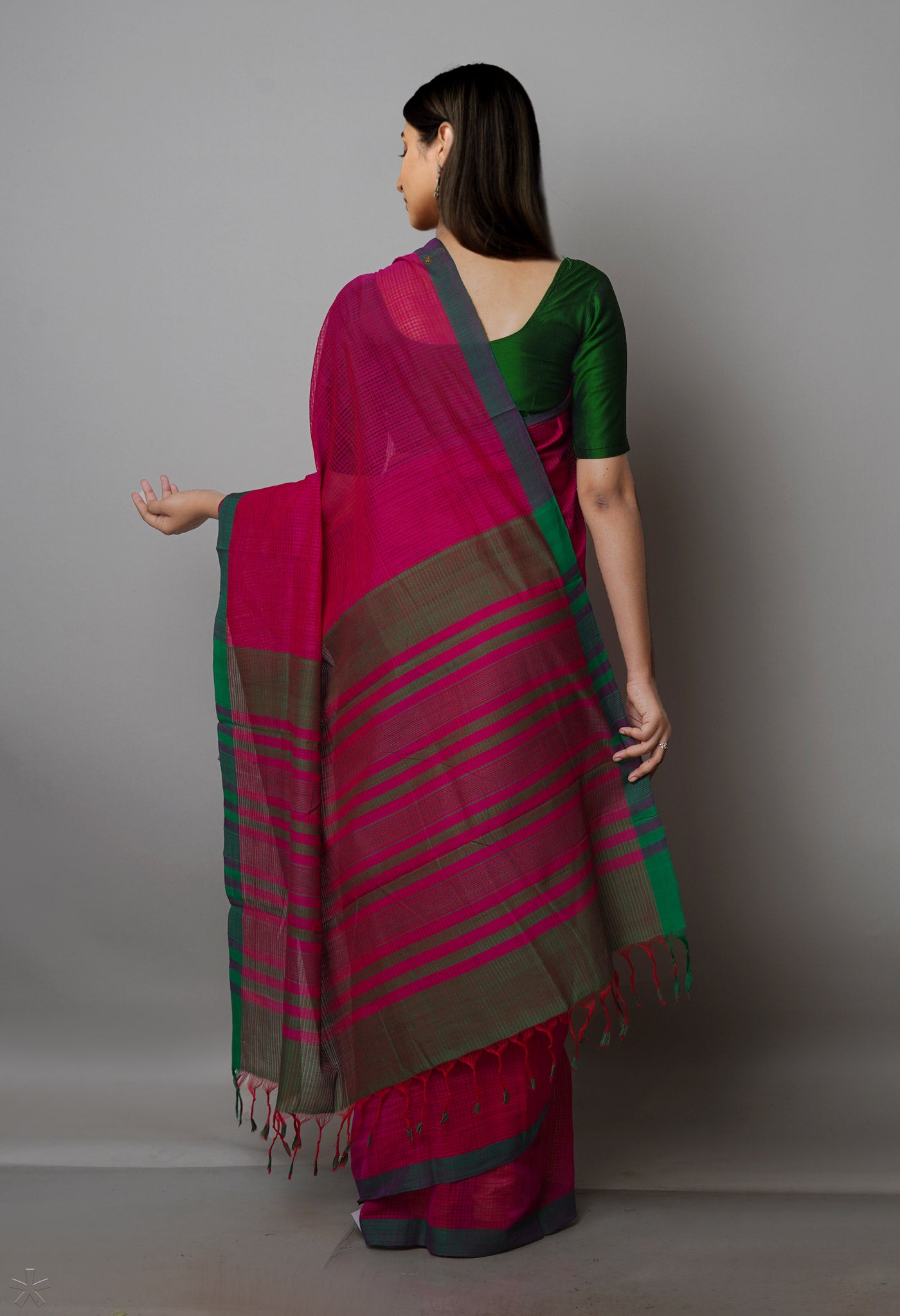Pink Pure  Handloom Mangalagiri Cotton Saree-UNM70037