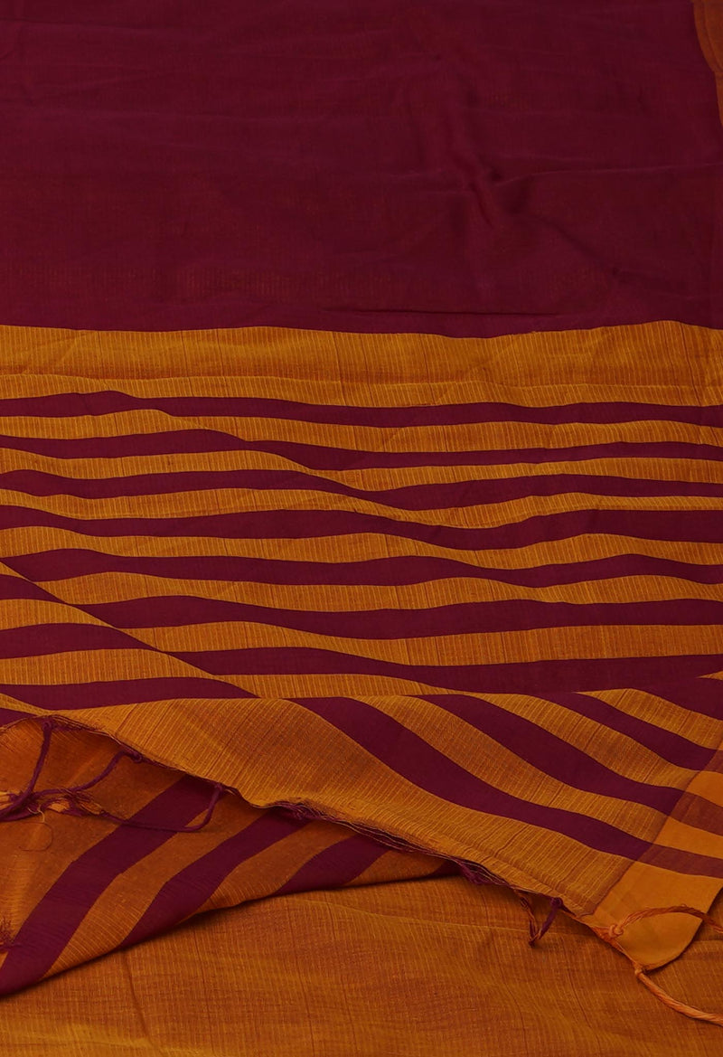 Maroon Pure  Handloom Mangalagiri Cotton Saree-UNM70038